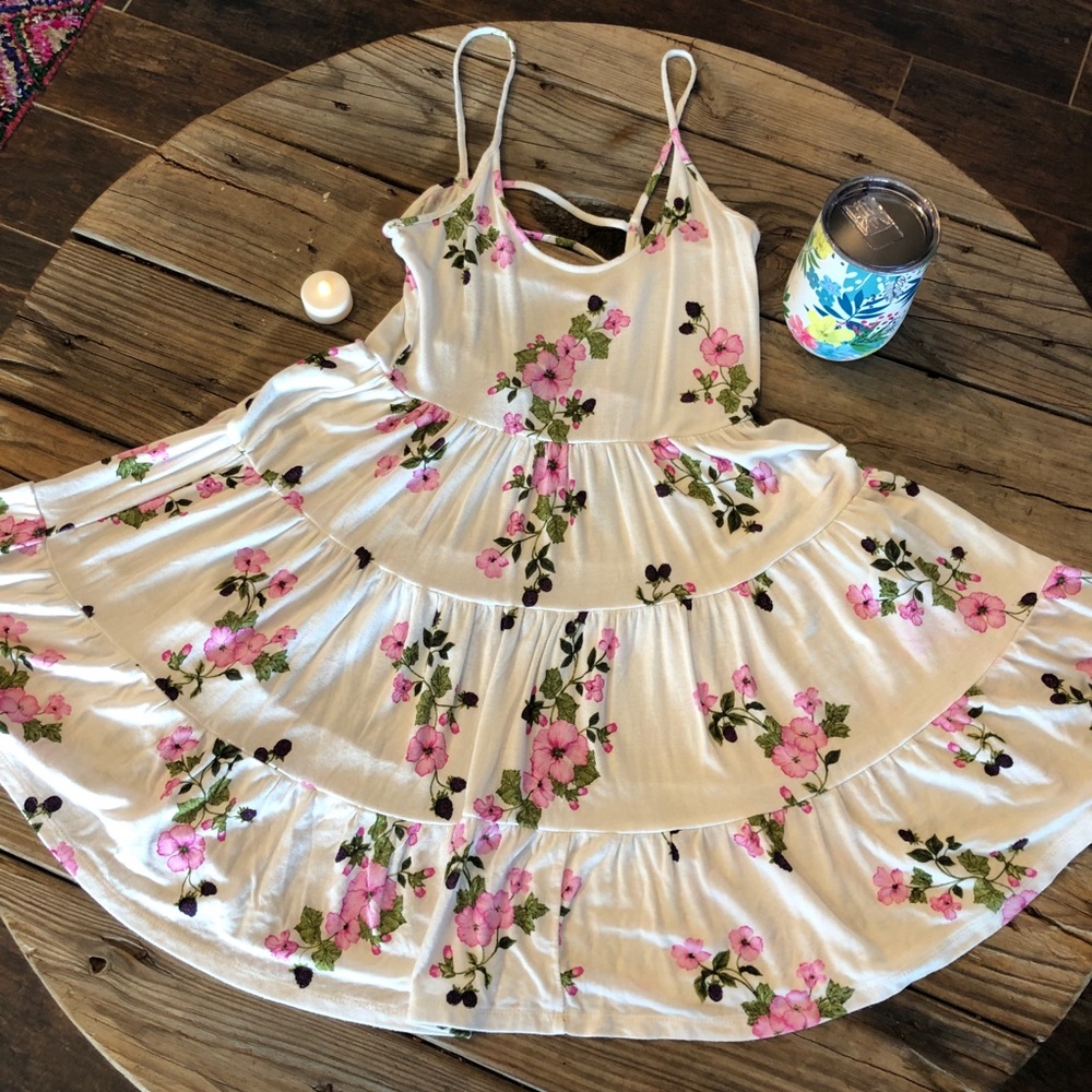 Floral print white dress